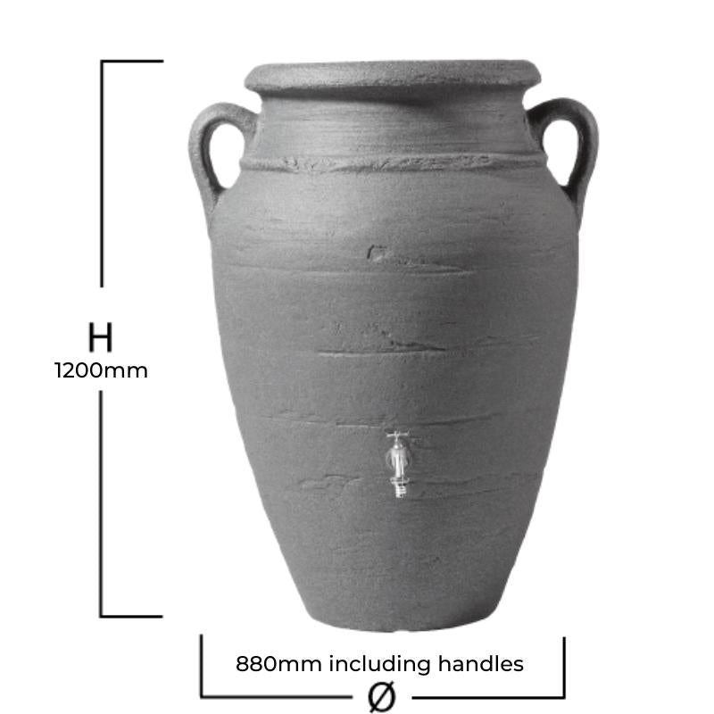 DUE IN JUNE - Antique Amphora Rainwater Tank 360L - Dark Granite